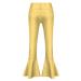 Aislor Girls Boys Shiny Metallic Flared Pants Bell Bottoms Sequins Ruffle Dance Performance Yoga Leggings Trousers Gold 10 Years