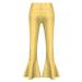Aislor Girls Boys Shiny Metallic Flared Pants Bell Bottoms Sequins Ruffle Dance Performance Yoga Leggings Trousers Gold 10 Years