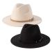 Lisianthus 2 Pack Women & Men Classic Wide Brim Belt Buckle Fedora Hat Set 5 Medium