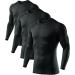 ATHLIO 1 or 3 Pack Men's UPF 50+ Long Sleeve Compression Shirts, Water Sports Rash Guard Base Layer, Athletic Workout Shirt 3pack Black/ Black/ Black Large