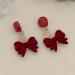 Fashion Earrings Ladies Jewelry Vintage Red Bow Small Snowflake Earrings for Women Festive Party Banquet Jewelry Dainty Earrings Fashion Accessories - Buy Online on GoSupps.com