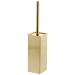 mDesign Steel Square Modern Toilet Bowl Brush and Holder for Bathroom Storage and Organization, Compact Free-Standing Design, Covered Brush - Sturdy, Deep Cleaning - Citi Collection - Soft Brass