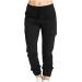 Plus Size Joggers for Women Solid Color Drawstring Casual Sweatpants Trendy Elastic Waist Pockets Cargo Pants Small Black