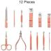 Maincure Set MOMSIV Professional 12Pcs Stainless Steel Nail Clippers Set Pedicure Kit Grooming Tools with PU Leather Case for Girls and Women Gift Rose Gold - Buy Online on GoSupps.com