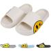 ACCUHR Smile Face Slippers for Women Men, Soft Plush Comfy Warm Fuzzy Fluffy Cloud Slides with Memory Foam, Non-slip Slip-on Bedroom Slipper for Indoor Outdoor Summer-white 6.5-7.5 Women/6-7 Men