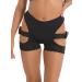 Loodgao Women's Hollow Out Side with Buckle Shorts Gothic Punk Rave Hot Pants Dance Bodycon Mini Shorts Clubwear Medium