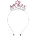 DAMI Girls Birthday Headbands Women Happy Birthday Crown Headpiece   Silver Rhinestone Princess Tiara Birthday Hair Band Hair Accessories Hair Hoop Tiara  7 5 Inch