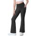 IUGA Girl's High Waist Pants Flare Leggings with Pockets Yoga Dance Leggings for Girls Athletic Running Pants Black 13-14 Years