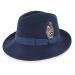 Belfry Crushable Dress Fedora Men's Vintage Style Hat 100% Pure Wool in Black Blue Grey Pecan Brown and Striped Bands Medium Navy