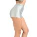 TOO HOT FASHIONS Women's Sexy Comfy Nylon Shiny High Waist Shorts Dance Running Disco Rave Club Wet Look Stretch Hot Pants Silver Small