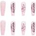 24Pcs/Set Long Ballet Pink Butterfly Diamonds False Nails Acrylic Fake Nails Full Cover Nails Tips Artificial Finger Manicure Press on nails for Women and Girls - Buy Online on GoSupps.com