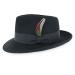 Belfry Gangster 100% Wool Stain Resistant Crushable Dress Fedora in Black Grey Navy Brown Pecan Large Black