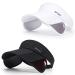 AJG Summer Sun Visor Hats for Women Retractable Brim Adjustable Sun Protection Baseball Golf Tennis Cap Black&white