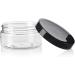 6 Pack Empty Plastic Glasses with Black Lid - Wide Opening Round Containers for Cosmetics Makeup Cream Lotion & Eyeshadow - 250g Each - Buy Online on GoSupps.com