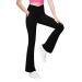 Girls' Leggings Cross Flare Pants with Pockets Black Soft Stretchy High Waisted Pants for Kids Child Yoga Dance Black 11-12 Years