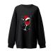 Kinrui Oversized Graphic Shirt Women Wine Glass Printed Long Sleeve Loose Fit Tunic Pullover Top Blouse A Black XX-Large