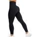 HIGORUN Women Seamless Leggings Smile Contour High Waist Workout Gym Yoga Pants #4 Black Medium