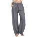 Gufesf Women's Cotton Linen Palazzo Pants Summer Wide Leg Long Trousers with Pockets Crop Pants for Women Casual Summer Grey XX-Large