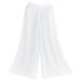 Angcoco Women's Chinese Traditional Dance Loose Fit Wide Leg Mesh Pants One Size Brightwhite