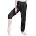 Daydance Teen Girls Women Ballet Ripstop Pants Lightweight Intensity Nylon Perspiration Trousers for Dance Black X-Large