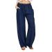 Apendorf Linen Pants for Women Summer Casual Bottoms Wide Leg High Wasited Beach Trousers Preppy Lounge Pants with Pockets 1-navy 3X-Large