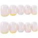 Short Square Shape Press on Nails 24 PCS Artificial Fake Nails with Pearl Decoration Design Full Cover French False Nails for Women and Girls Nail 18 - Buy Online on GoSupps.com