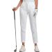 Women's Golf Pants Slim Fit Stretch Ladies Workout Yoga Dress Pants Casual Work Golf Clothes Apparel Pockets Bright White Large