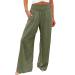 Womens Cotton Linen Wide Leg Pants Casual Summer High Waisted Palazzo Pants Baggy Lounge Cargo Beach Trouser Loose Fit XX-Large A2-army Green