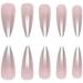Justotry 24 Pcs Pearl Stiletto Fake Nails - Gradient Grey French Press on Nails for Women - Acrylic Extra Long False Nails with Glue - Nail Art - Buy Online on GoSupps.com