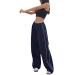 Lianlive Womens Parachute Pants Wide Leg Baggy Y2K Track Pants for Women Navy Medium