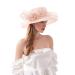 RZTA Women's Kentucky Derby Church Dress Hat Wide Brim Leaf Flower Bridal Shower Hat Light Pink