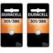 DURACELL 301/386 Silver Oxide Button Battery 1 Count Pack 301/386 Battery Long-Lasting for Watches Medical Devices Toys and More (Pack of 2)