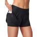 Womens 2 in 1 Running Shorts Workout Athletic Gym Yoga Shorts for Women with Phone Pockets A - Black Medium