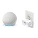 Echo Dot (5th Gen) with Clock | Glacier White with Kasa Smart Plug Mini Glacier White w/ $2.99 Smart Plug