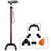Walking Stick Walkers for seniors Cane Elderly Crutches Aluminum Alloy Adjustable Base T- Handle Lighted Walking Stick 10- Speed Expansion Three- Legged Interchange Length 76-99 cm Wine red Black Eld
