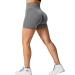 QOQ Women Seamless Scrunch Gym Workout Shorts High-Waisted Butt Lifting Fitness Shorts #4 Solid Light Grey Large