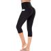 Ewedoos Women's Yoga Pants with Pockets - Leggings with Pockets, High Waist Tummy Control Non See-Through Workout Pants Capris Black Medium