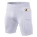 WRAGCFM Men's Compression Shorts with Pockets Running Workout Athletic Active Underwear Shorts White-zipper Small