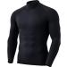 TSLA 1 or 2 Pack Men's Thermal Long Sleeve Compression Shirts Mock/Turtleneck Winter Sports Running Base Layer Top Heatlock Mock Neck Black Large
