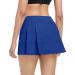 Tennis Skirt for Women with 4 Pockets Athletic Golf Skorts Skirts with Shorts Workout Running Sports Blue Small