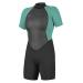 O'Neill Women's Reactor-2 2mm Back Zip Short Sleeve Spring Wetsuit 10 Black/Light Aqua