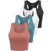 Joviren Cotton Workout Crop Tank Top for Women Racerback Yoga Tank Tops Athletic Sports Shirts Exercise Undershirts 4 Pack Black/White/Blue/Red Medium