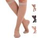 Womens Sheer Compression Socks 20-30mmHg - Knee Hi Support Stockings Large (Pack of 1) Nude