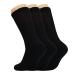 AWS/American Made Black Diabetic Crew Socks for Women and Men with Full Cushioned Sole 3 Pairs 9-11