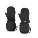 HIGHCAMP Kids Winter Gloves Waterproof Mittens for Toddler Children Snow Out Long Cuff with Stay-on Strap M (6-8 Y) Black