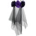 Rose Headband Ladies Girl Gothic Flower Garland with Black Veil Halloween Christmas Fancy Dress Costume Accessory for Wedding Bride Bridesmaid Birthday Party Photography Props Black+Purple - Buy Online on GoSupps.com