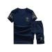 PASOK Men's Casual Tracksuit Full Zip Running Jogging Athletic Sports Jacket and Pants Set X-Large Short Style Blue
