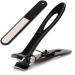 Nail Clippers Set 16mm Wide Large Jaw Opening with Nail File for Thick Nail Stainless Steel Black Fingernail and Toenail Nipper Cutter Podiatry Trimmer Pedicure Manicure Kit