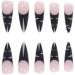 JUSTOTRY 24 Pcs Stiletto Fake Nails - Long Black French Press with Silver Patterns - Almond Stick on Nails for Women - Extra Long False Nails with Glue for Nail Art - Buy Online on GoSupps.com