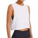 LASLULU Crop Tops Workout Tops Loose Sleeveless Cropped Muscle Tank Open Back Shirts Gym Exercise Clothes for Women White Small